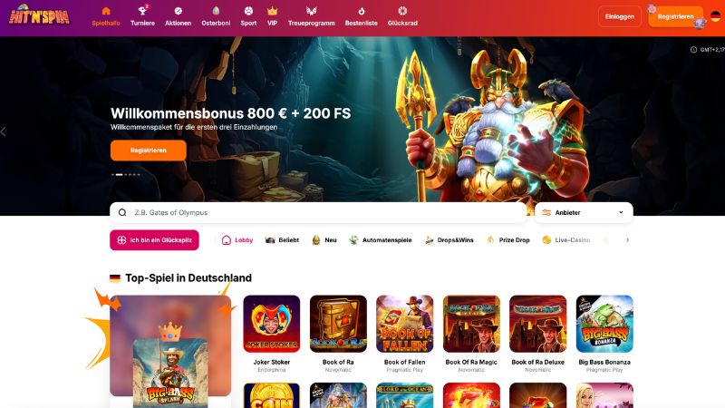 HitNSpin Casino Spieleübersicht Screenshot