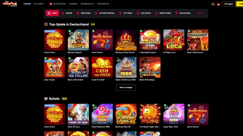 VulkanSpiele Casino Spielelobby Screenshot
